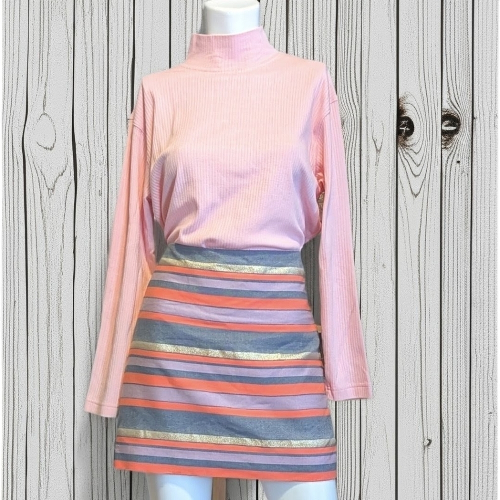 Cabin Creek "Spring" Pink Ribbed Mock Turtleneck - Picture 2 of 7